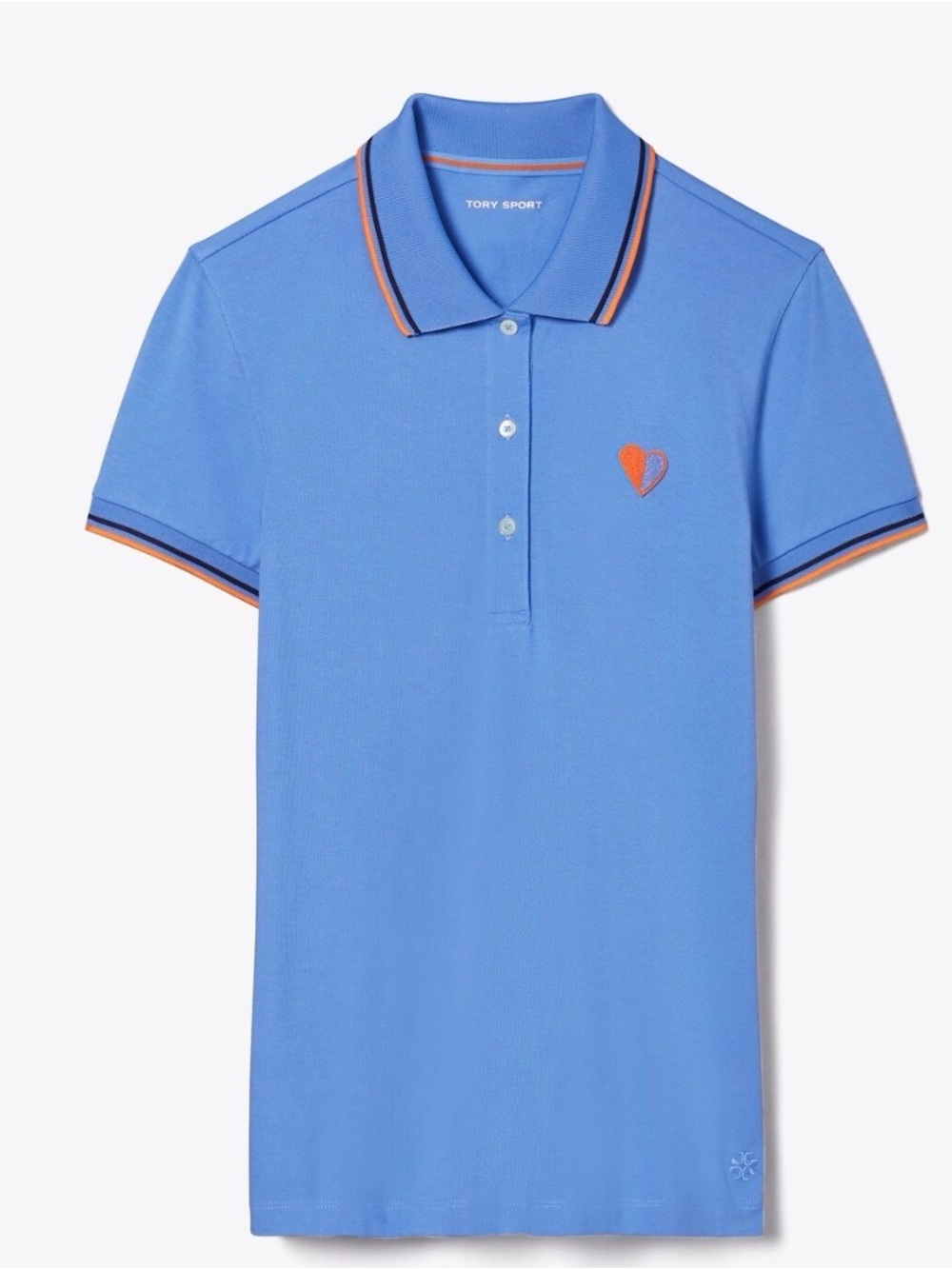 Tory Sport Blue Polo with Orange-Accent Heart